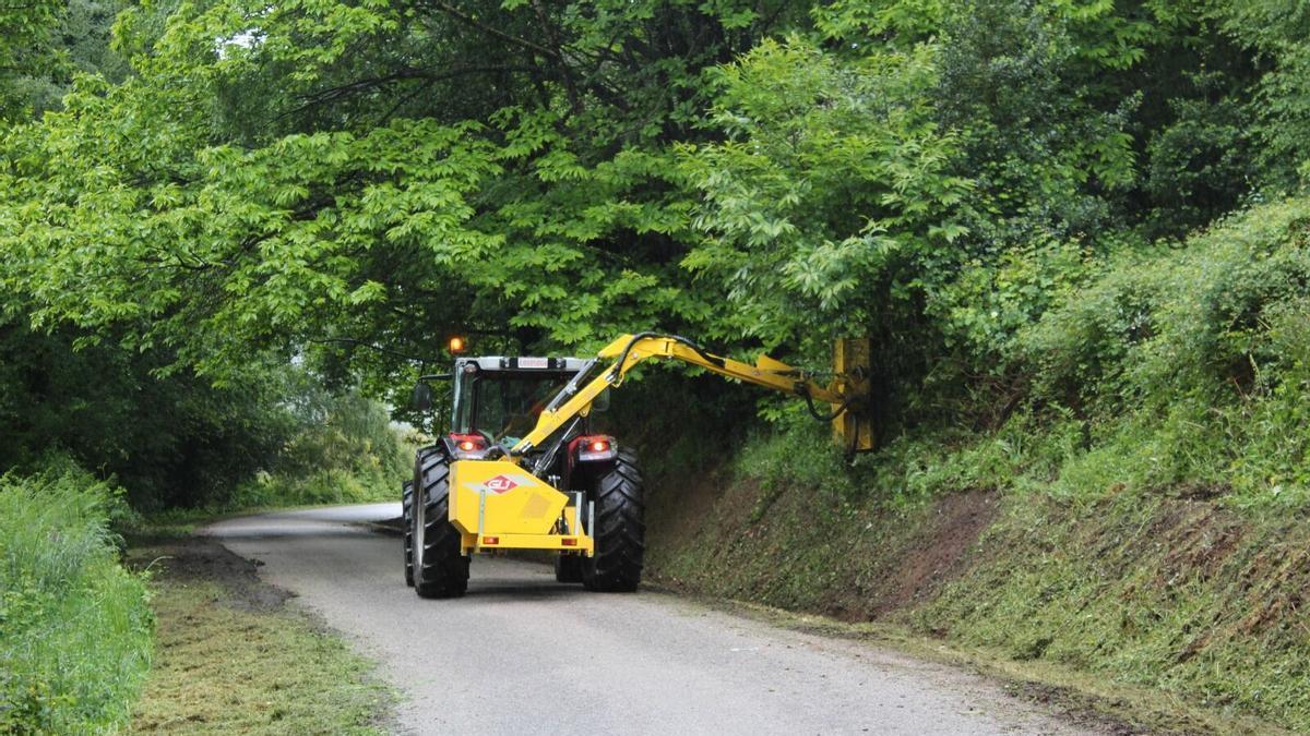 Trabajos de desbroce en vías asfaltadas llevados a cabo en Silleda.