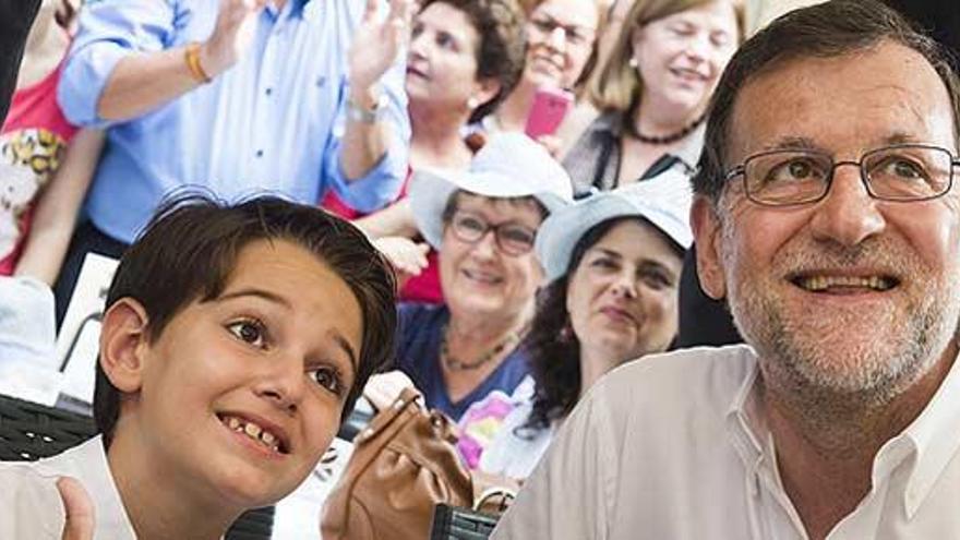 Rajoy se encontró con el niño que le imitó en Telecinco.