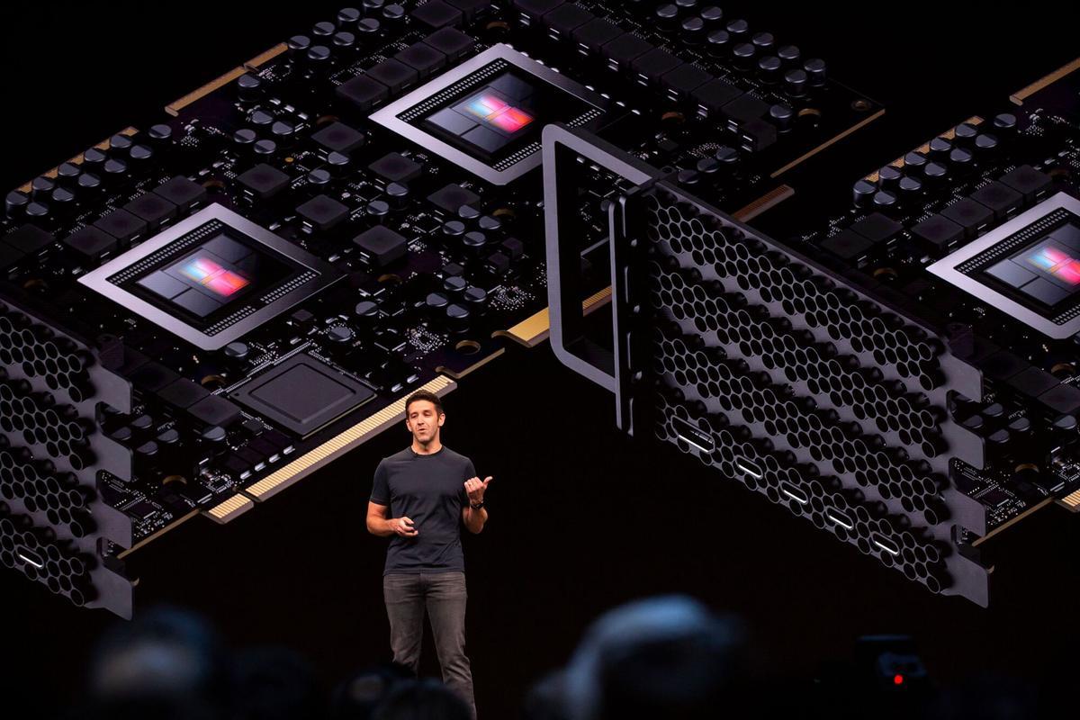(FILES) Apple's Vice president of Hardware Engineering John Ternus discusses the internal hardware of the Mac Pro during Apple's Worldwide Developer Conference (WWDC) in San Jose, California on June 3, 2019. Apple's chief executive Tim Cook hands over the company's reins to it's vice president of hardware engineering John Ternus on September 1, 2026. Cook spent nearly three decades at Apple, which he has led as CEO since 2011. (Photo by Brittany Hosea-Small / AFP)