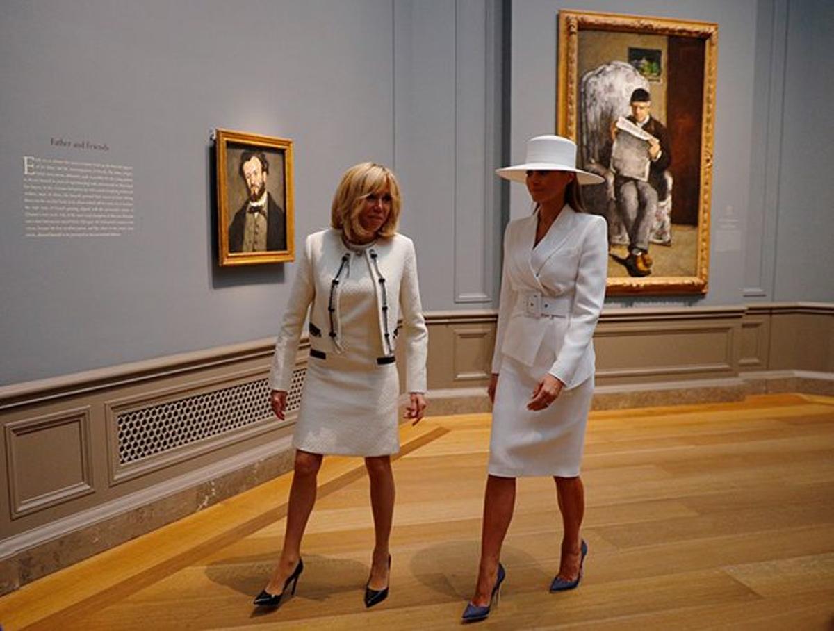 Brigitte Macron y Melania Trump durante la visita de Estado