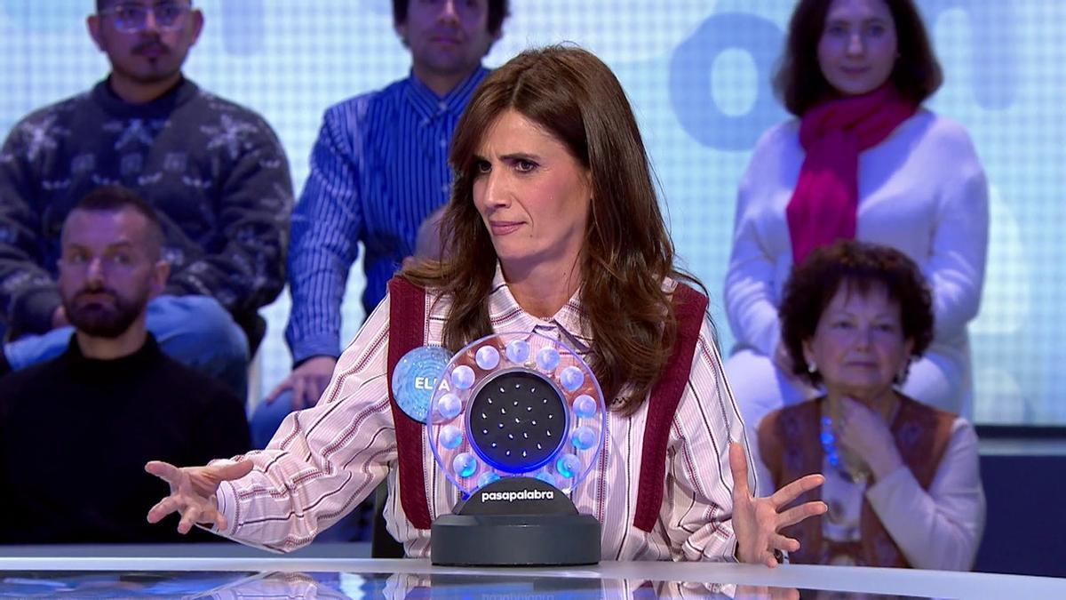 Elia Galera, durante una prueba en el concurso Pasapalabra