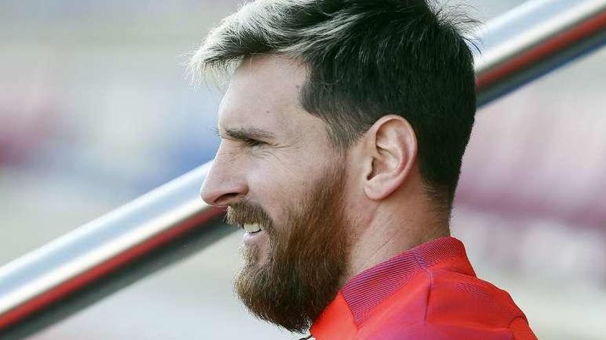 Messi, durante un entrenamiento en Sant Joan Despí. // Andreu Dalmau