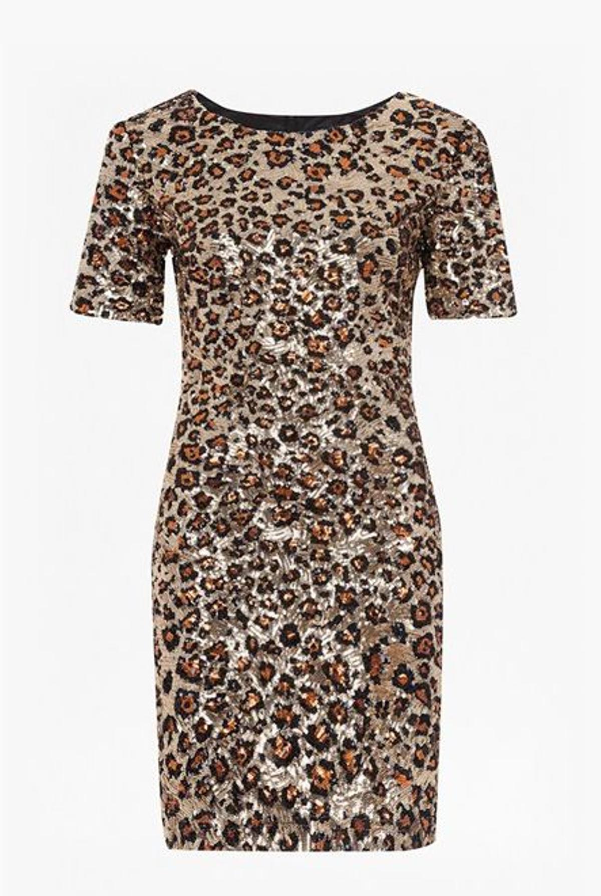 Vestido con estampado de leopardo y lentejuelas, French Connection