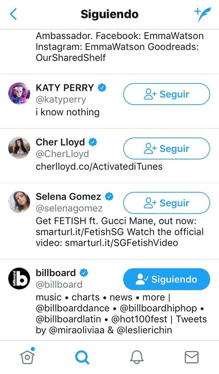 Taylor Swift sigue a Katy Perry en Twitter
