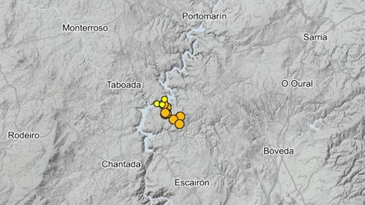 Terremotos concentrados en Taboada.