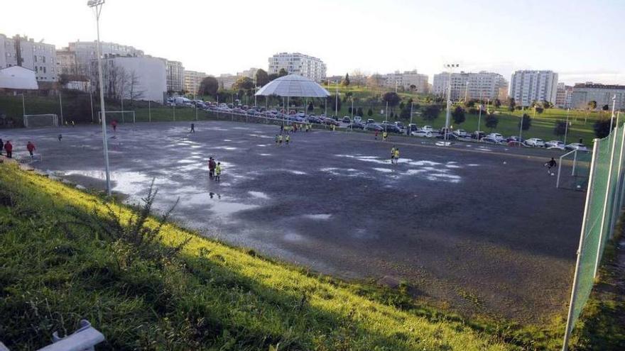 Actual campo de fútbol en el parque de Eirís.