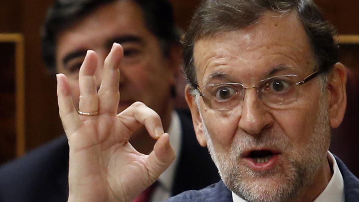 El presidente del Gobierno, Mariano Rajoy, en una sesión de control al Gobierno.