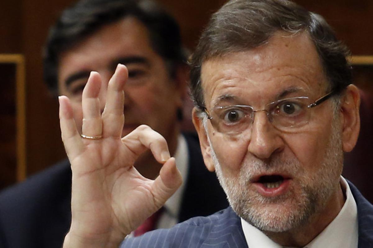 El president del Govern, Mariano Rajoy, en una sessió de control al Govern.