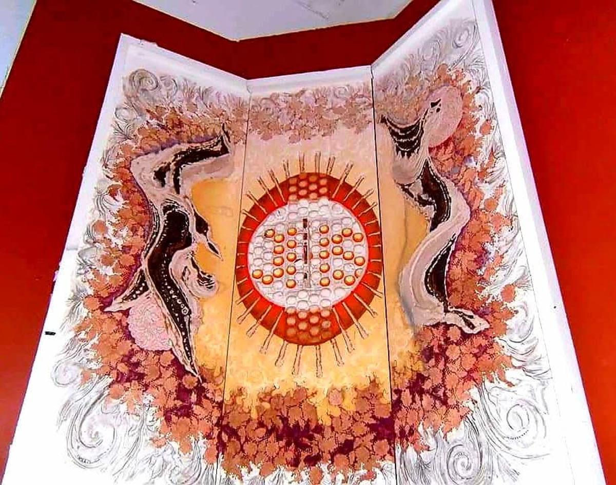 El tríptico, cuando se expuso en 2023 en la Casa de la Cultura de Agaete.