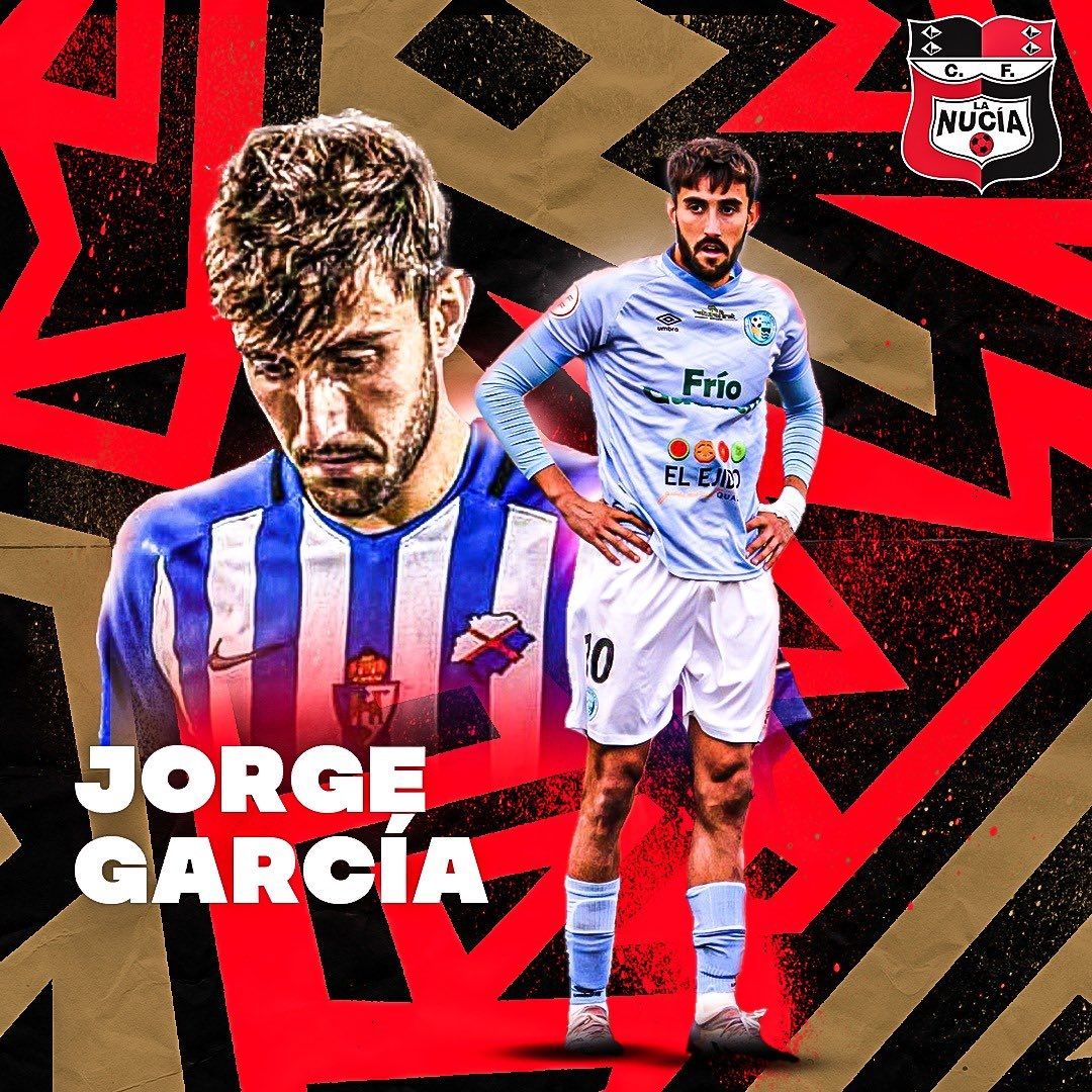 Cartela oficial con el anuncio del fichaje de Jorge García por La Nucía.