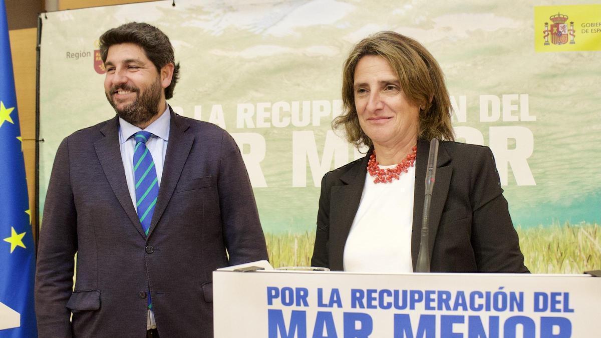 Fernando López Miras y Teresa Ribera en una nueva reunión por el Mar Menor