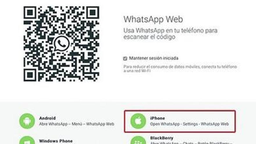 Pantalla de WhatsApp Web