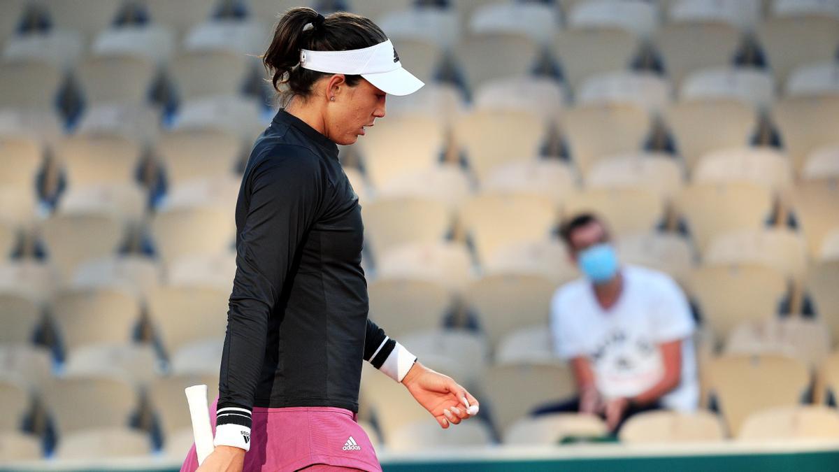 Garbiñe Muguruza tras su partido de primera ronda de Roland Garros