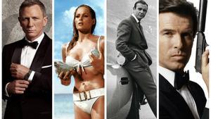 El universo Bond a través de los años: Daniel Craig, Ursula Andress, Sean Connery y Pierce Brosnan.