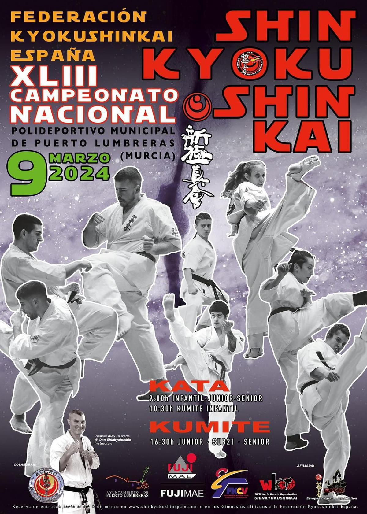 Cartel del campeonato nacional de Karate Shinkyokushinkai