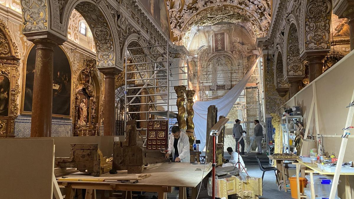 Trabajos de restauración en Santa María la Blanca.