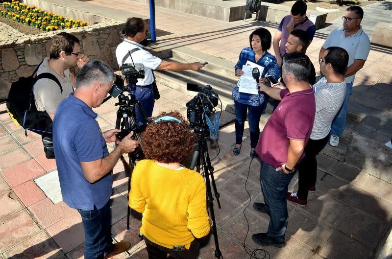 03/12/2018 ARGUINEGUÍN, MOGÁN. Rueda de prensa de la oposición sobre el aparcamiento de Arguineguín. SANTI BLANCO  | 03/12/2018 | Fotógrafo: Santi Blanco