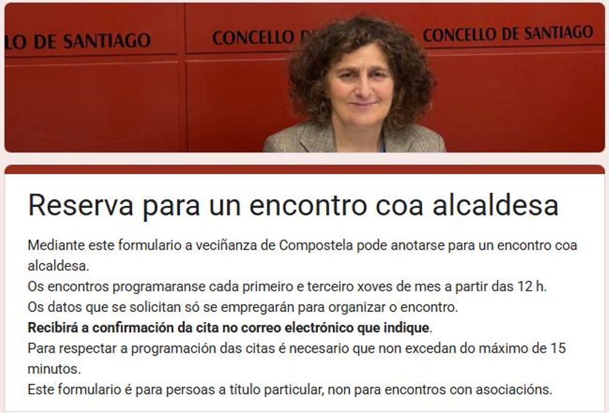 Formulario para reservar un encuentro con la alcaldesa