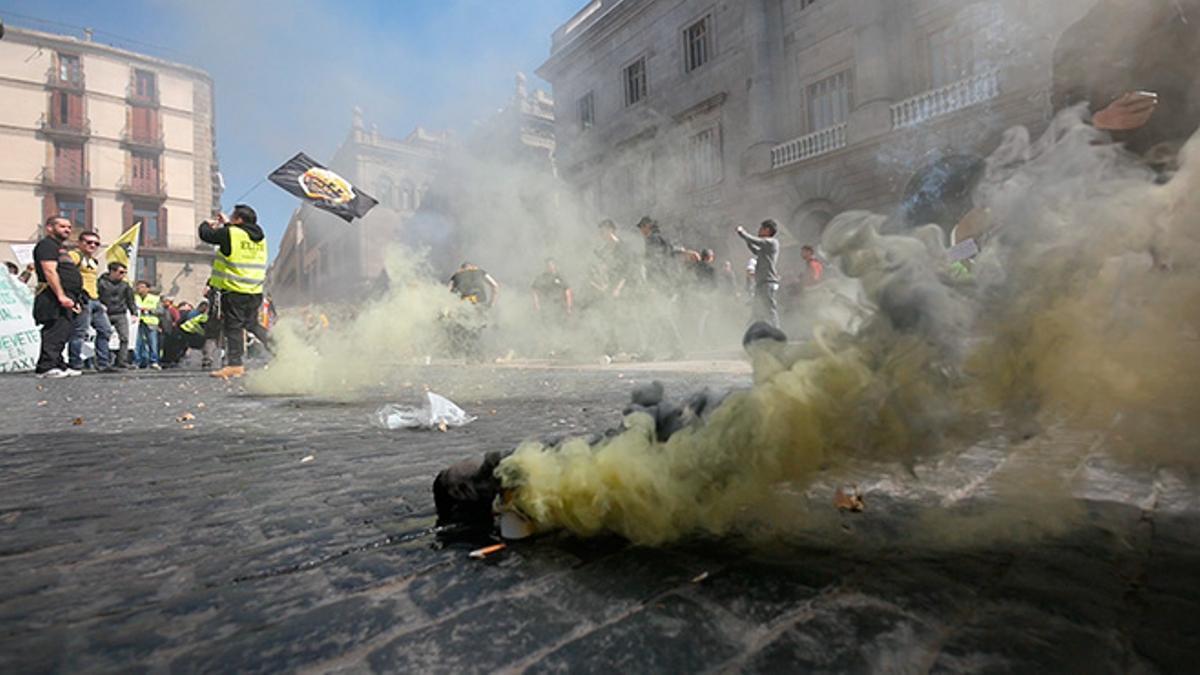 Manifestacion de taxistas en Barcelona