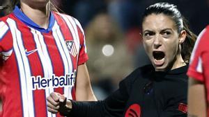 Aitana Bonmatí celebra el gol marcat ahir contra l’Atlètic. | SERGIO PÉREZ / EFE