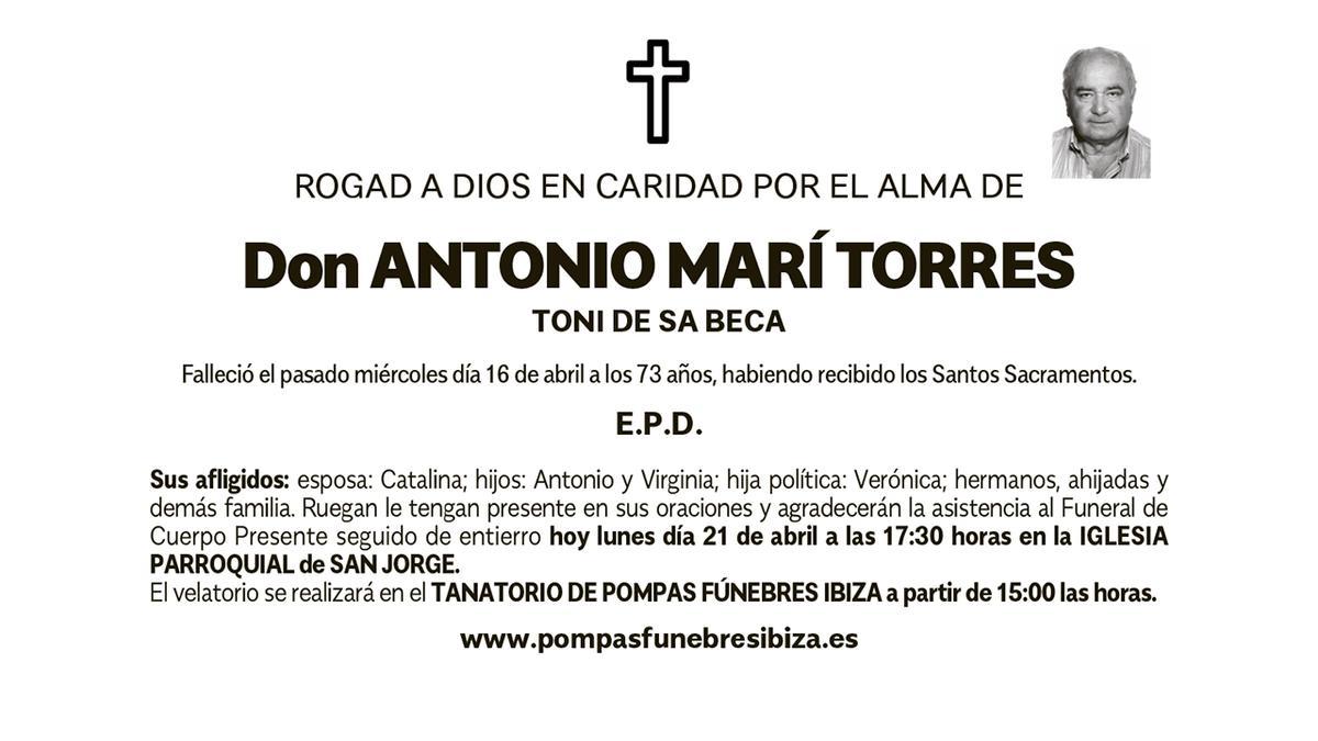 Esquela Antonio Marí Torres