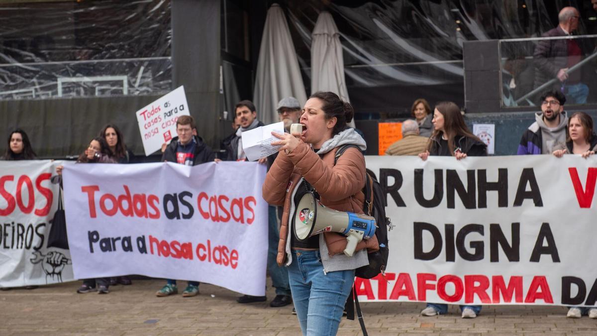 Manifestación por la vivienda digna en A Coruña, en marzo.