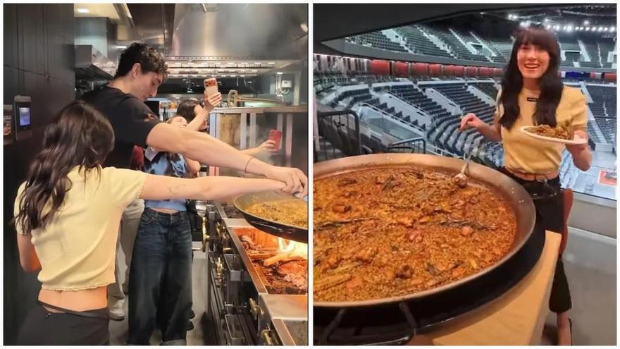 Aitana y Plex cocinan su primera paella