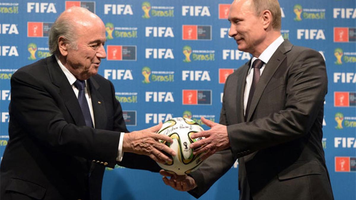 Joseph Blatter y Vladimir Putin en el Mundial de Brasil 2014