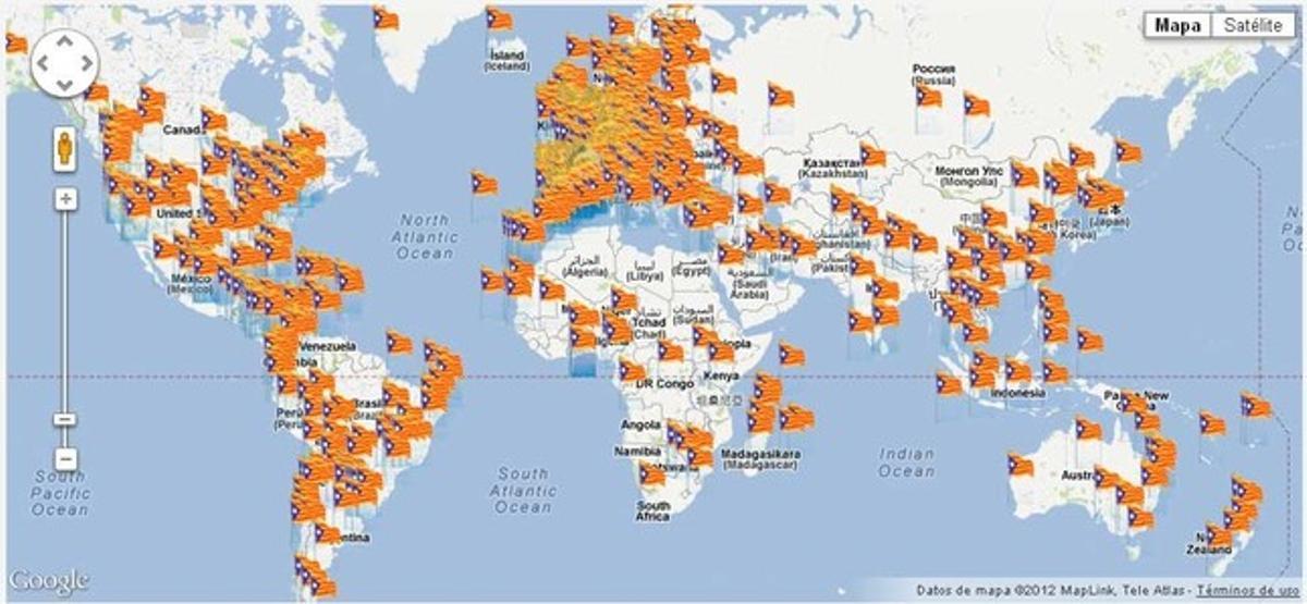 Imatge del mapa que apareix a la web ’Diada Virtual 2012’