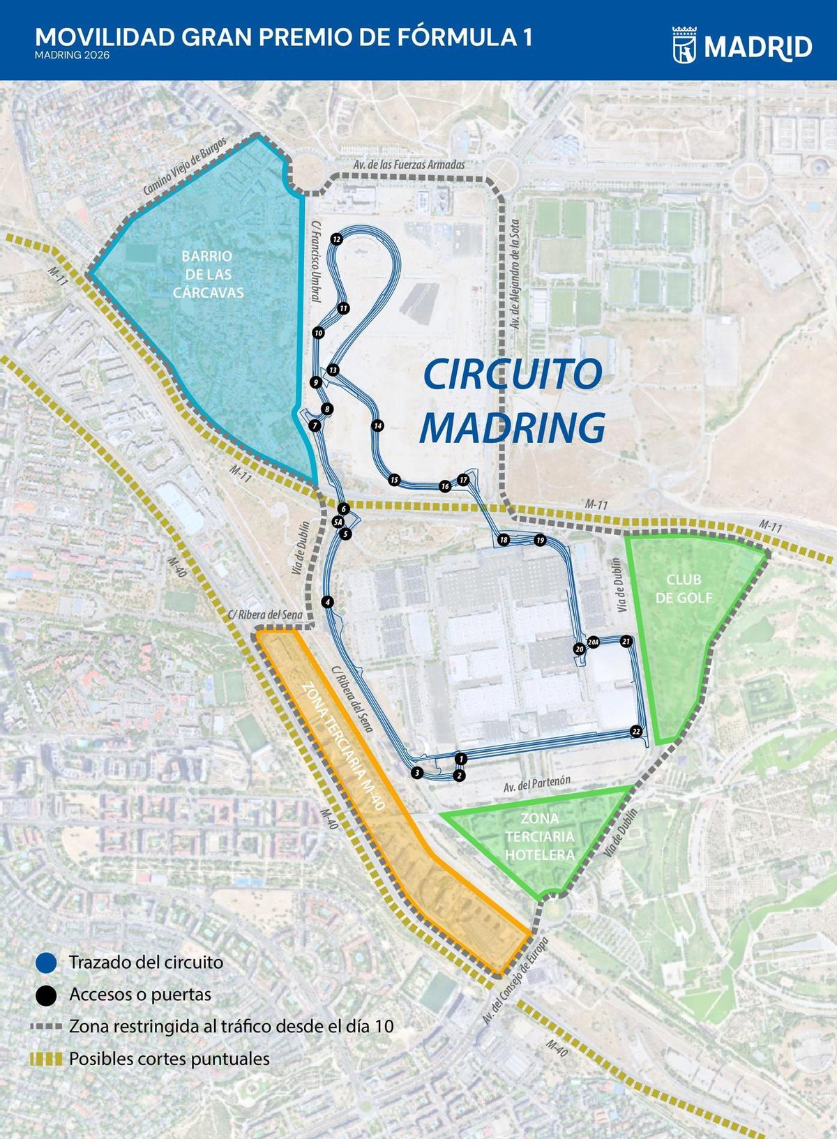 Infografía sobre las restricciones de tráfico alrededor de Madring.