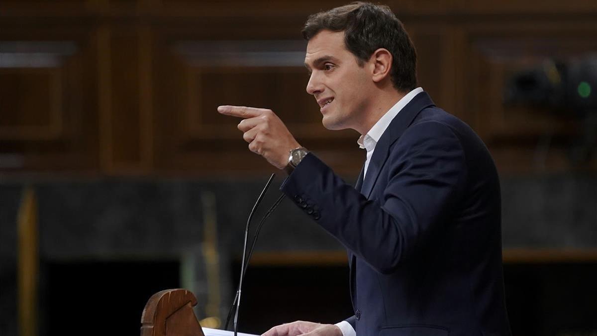 Albert Rivera, durante el debate sobre los Presupuestos Generales del Estado en el Congreso, el 12 de febrero del 2019