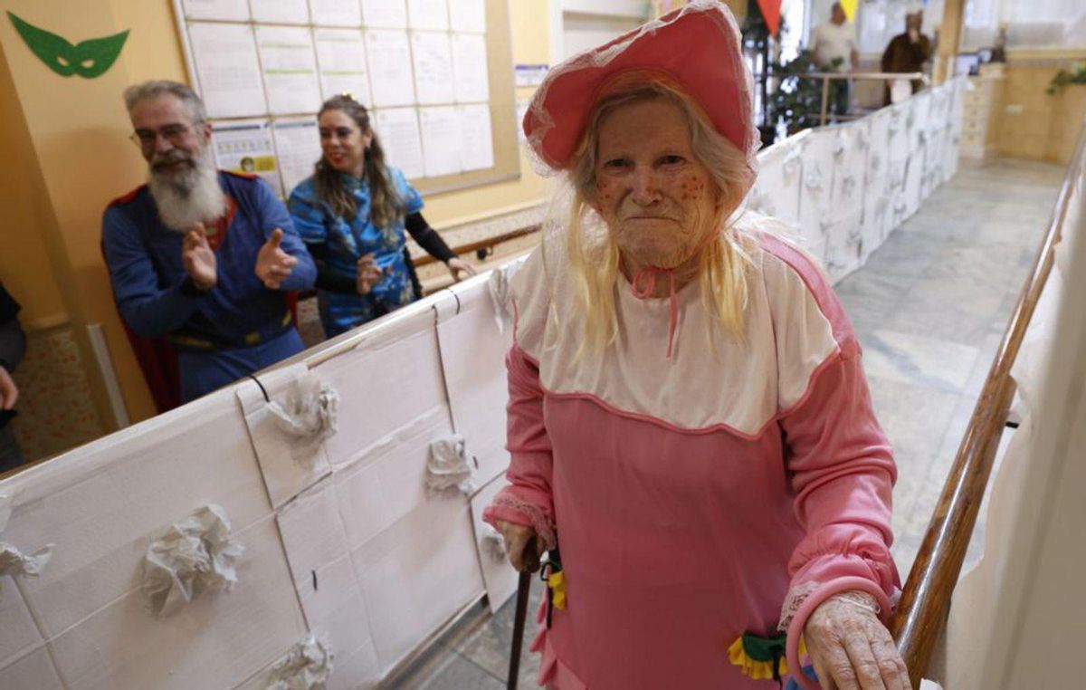 Una usuaria del centro, a punto de finalizar el descenso.