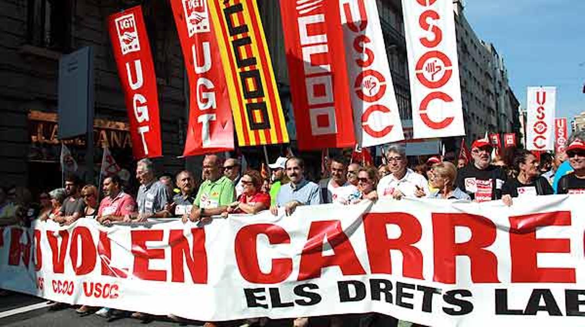 Manifestació a Barcelona contra les retallades de Rajoy.