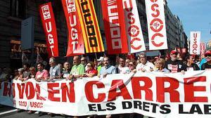 Manifestació a Barcelona contra les retallades de Rajoy.