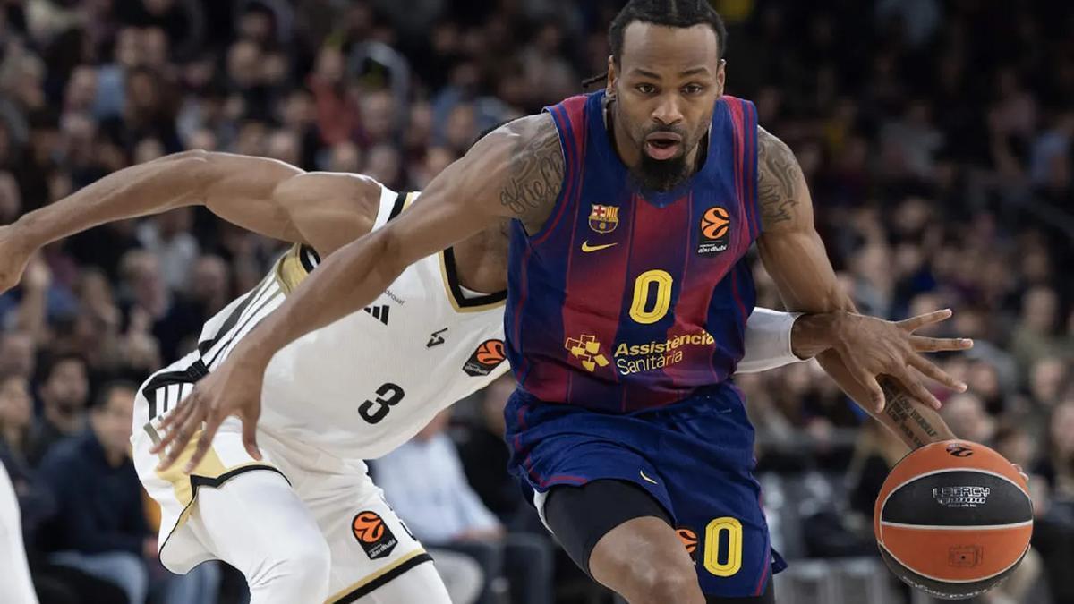 Kevin Punter disputa el balón en un partido del Barça de la Euroliga.