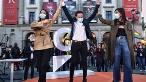 Inés Arrimadas, Edmundo Bal y Begoña Villacís en la campaña del 4-M.