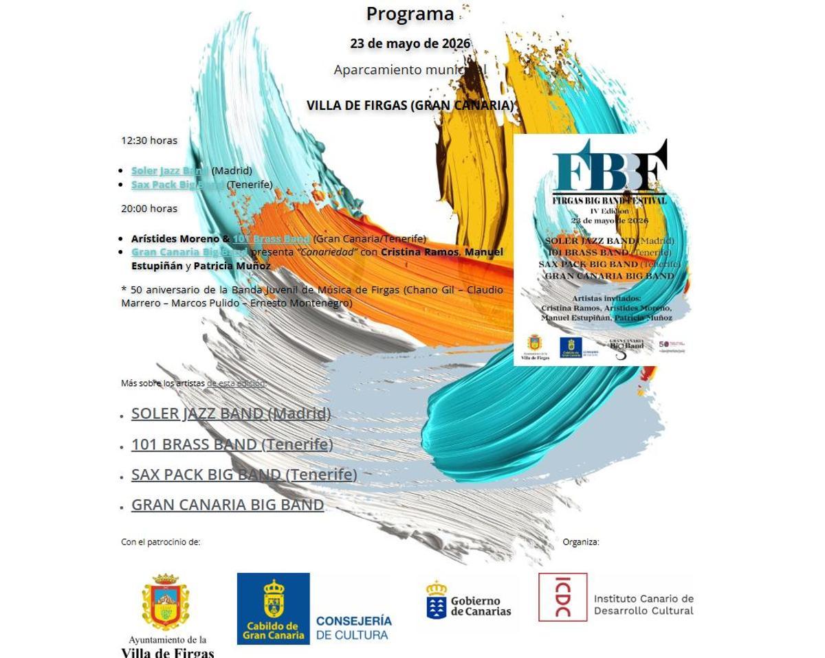 Programa del Firgas Big Band Festival 2026.