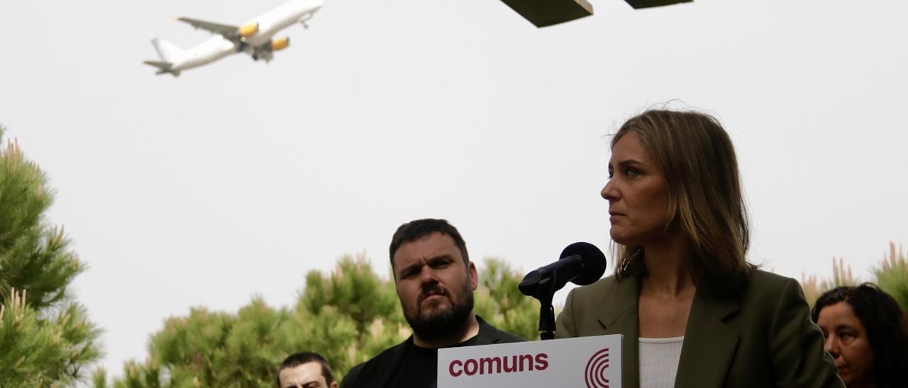 La candidata de los Comuns, Jéssica Albiach, en un acto de partido en El Prat de Llobregat