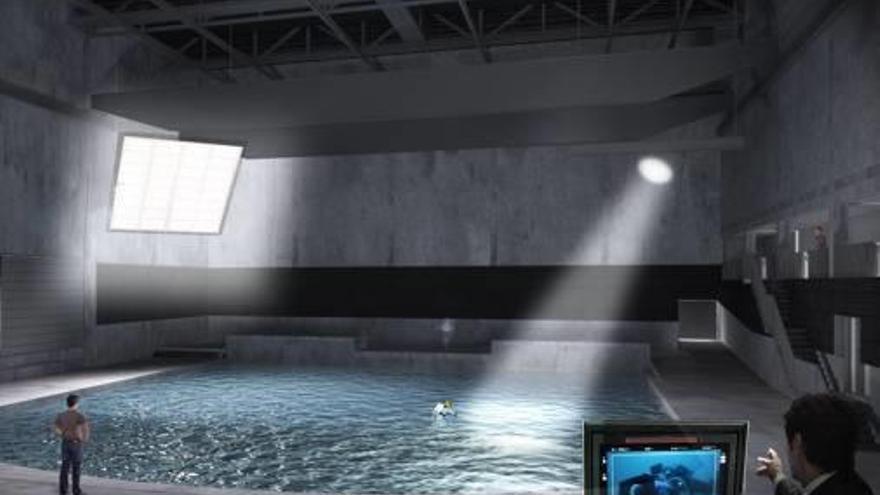 Imagen de cómo será el estudio de cine submarino en Bruselas.