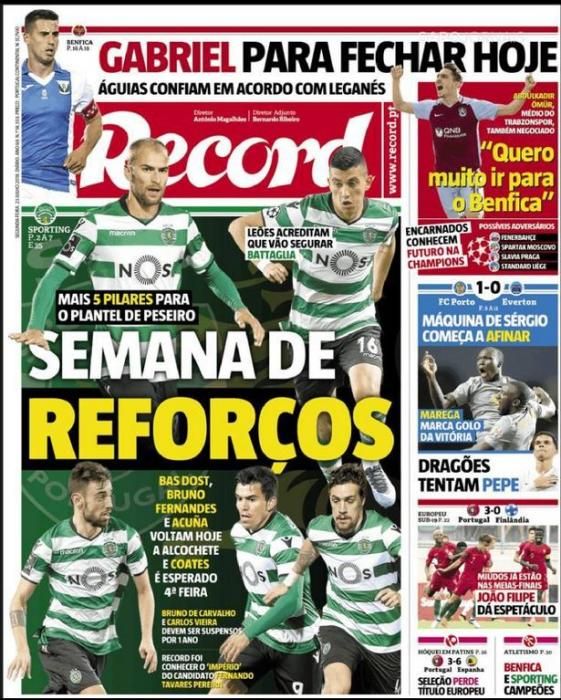 Portada RÉCORD lunes 23 de julio de 2018