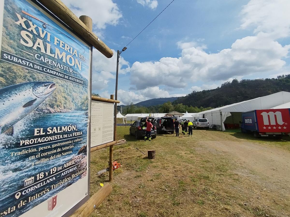 Cornellana, en Salas, se prepara para la Feria del Salmón y la subasta del campanu de Asturias
