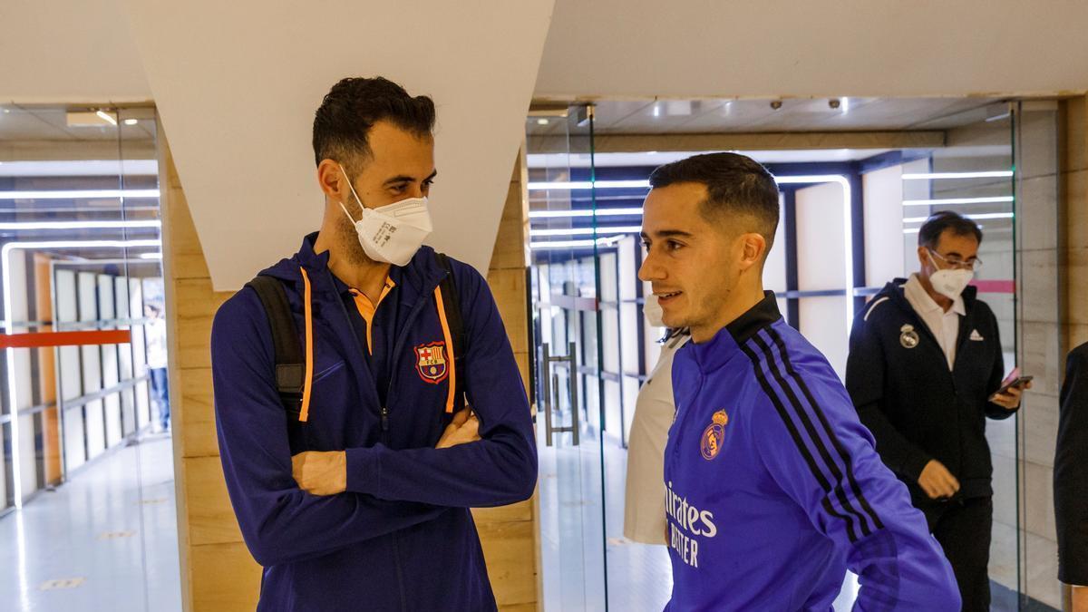 Sergio Busquets y Lucas Vázquez, en las horas previas al partido de la Supercopa.