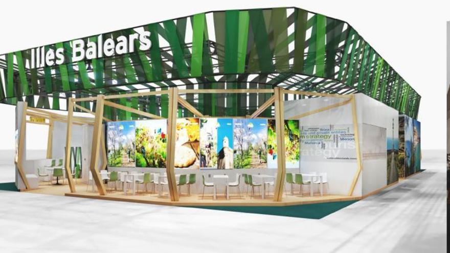 El estand de las islas en Berlín, estrenado en enero en Fitur, inspirado en la posidonia.