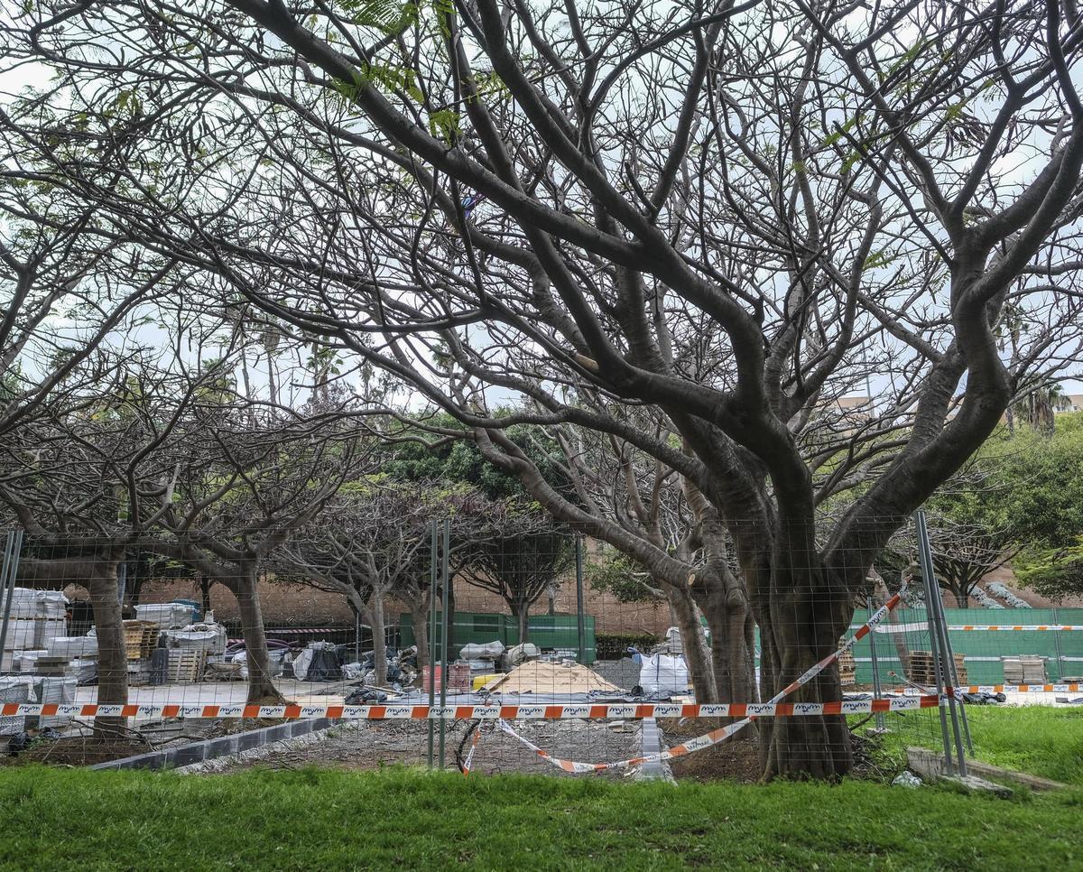 Obras en el parque Juan Pablo II de la capital grancanaria.