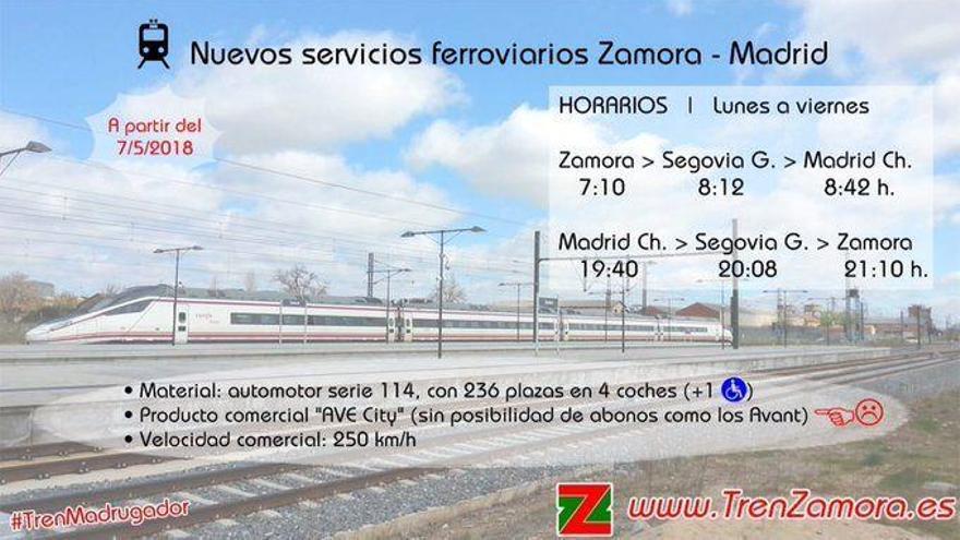 Horarios adelantados por Tren Zamora