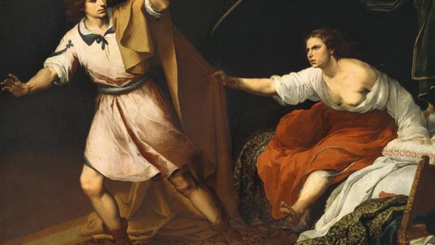 A la izquierda, ´José y la mujer de Putifar´, lienzo cuya atribución a Murillo cuestiona Matías Díaz Padrón. A la derecha, otra versión del tema bíblico, obra de Murillo.