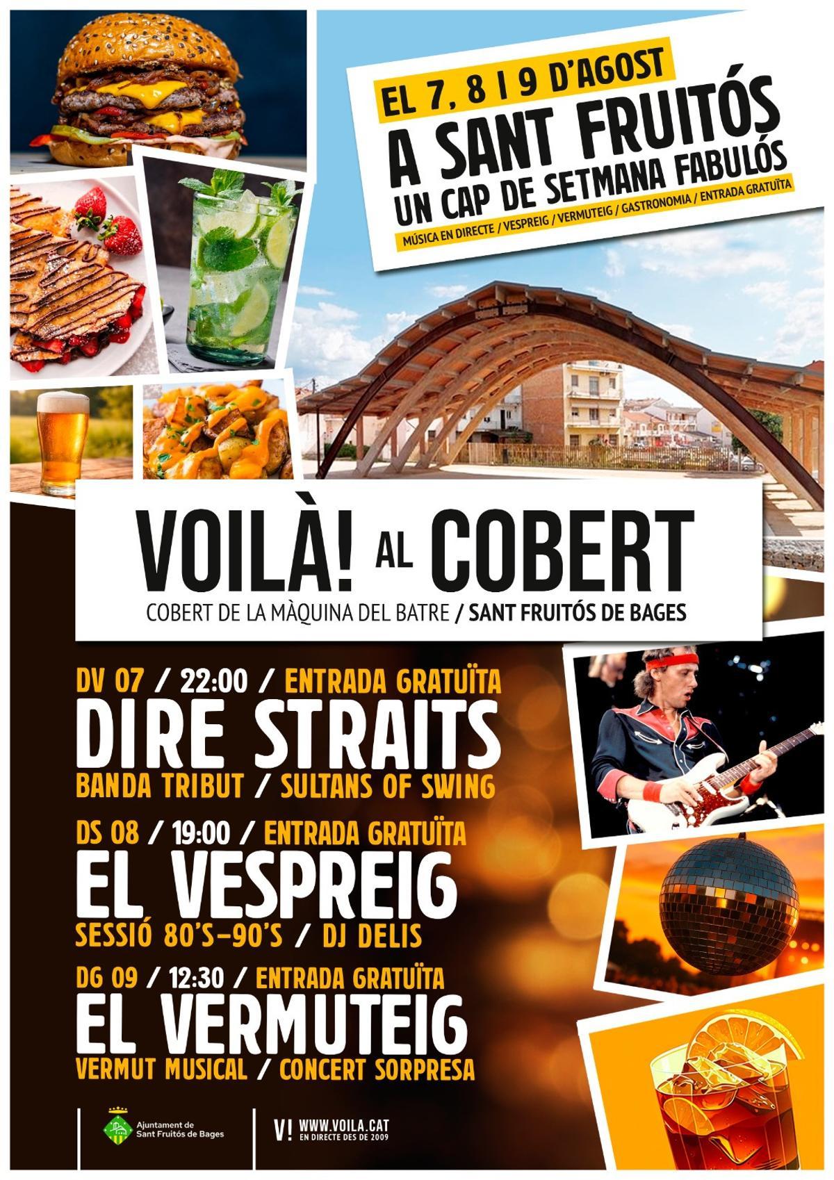 Cartell de la programació del Voilà dels dies 7,8 i 9 d'agost a Sant Fruitós