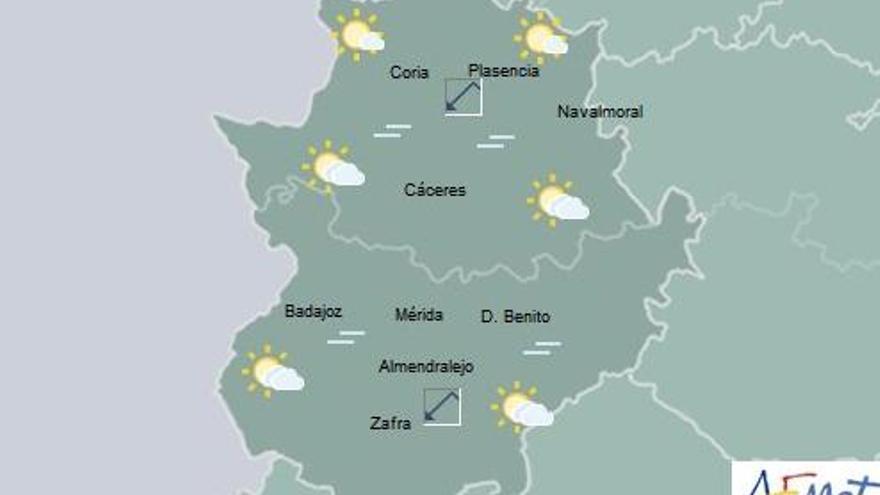 Intervalos nubosos y descenso de las temperaturas en Extremadura