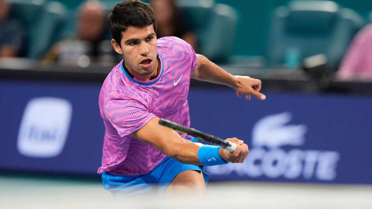 Alcaraz en su derrota ante Dimitrov