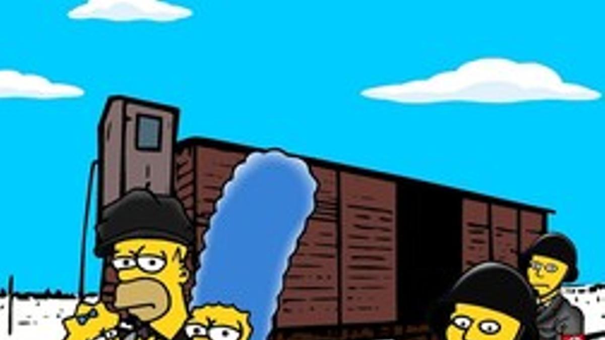 Los soldados alemanes apuntan a Bart cuando baja de un tren de prisioneros de Auschwitz.
